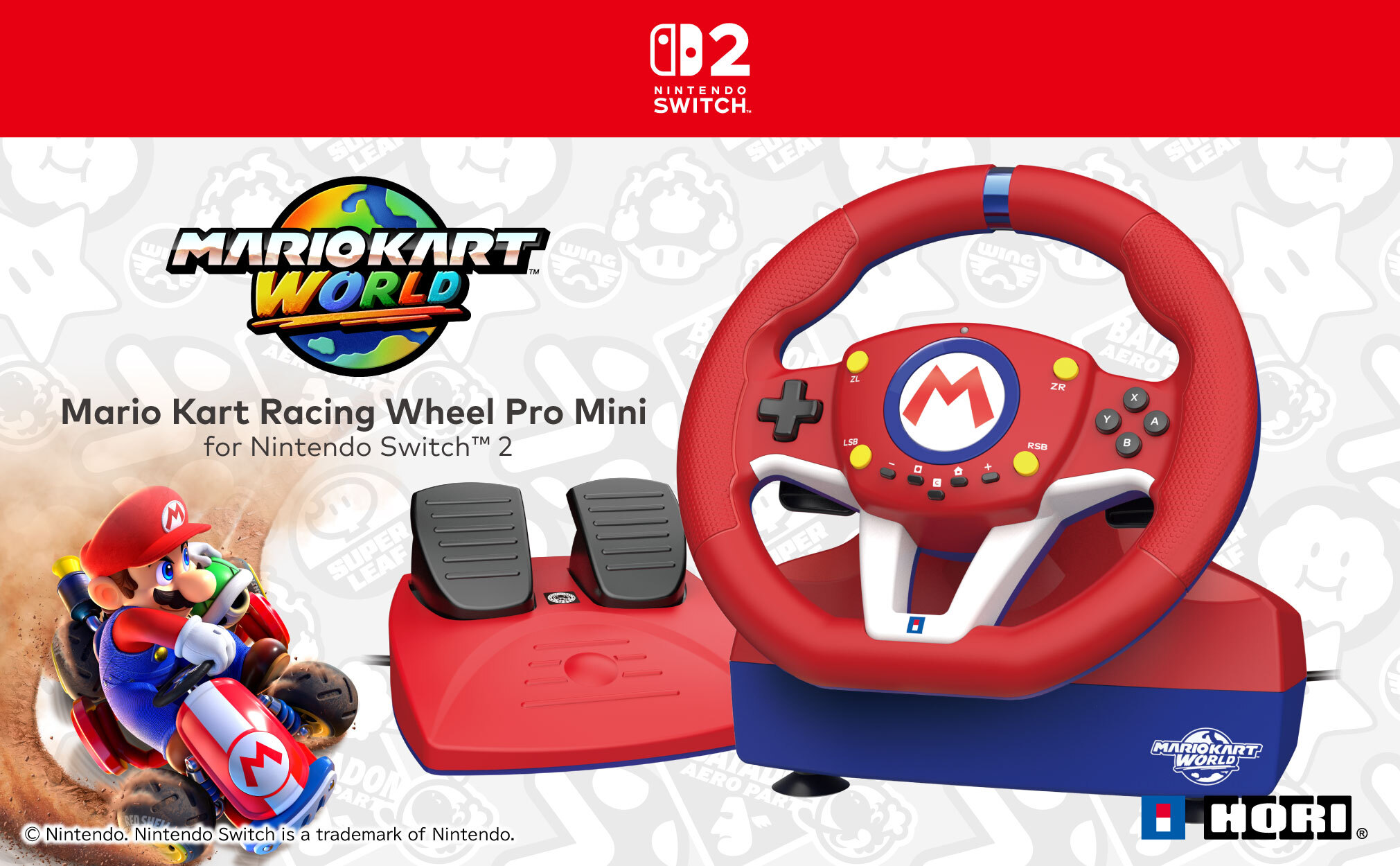 HORI Mario Kart Racing Wheel Pro Mini for Nintendo Switch 2
