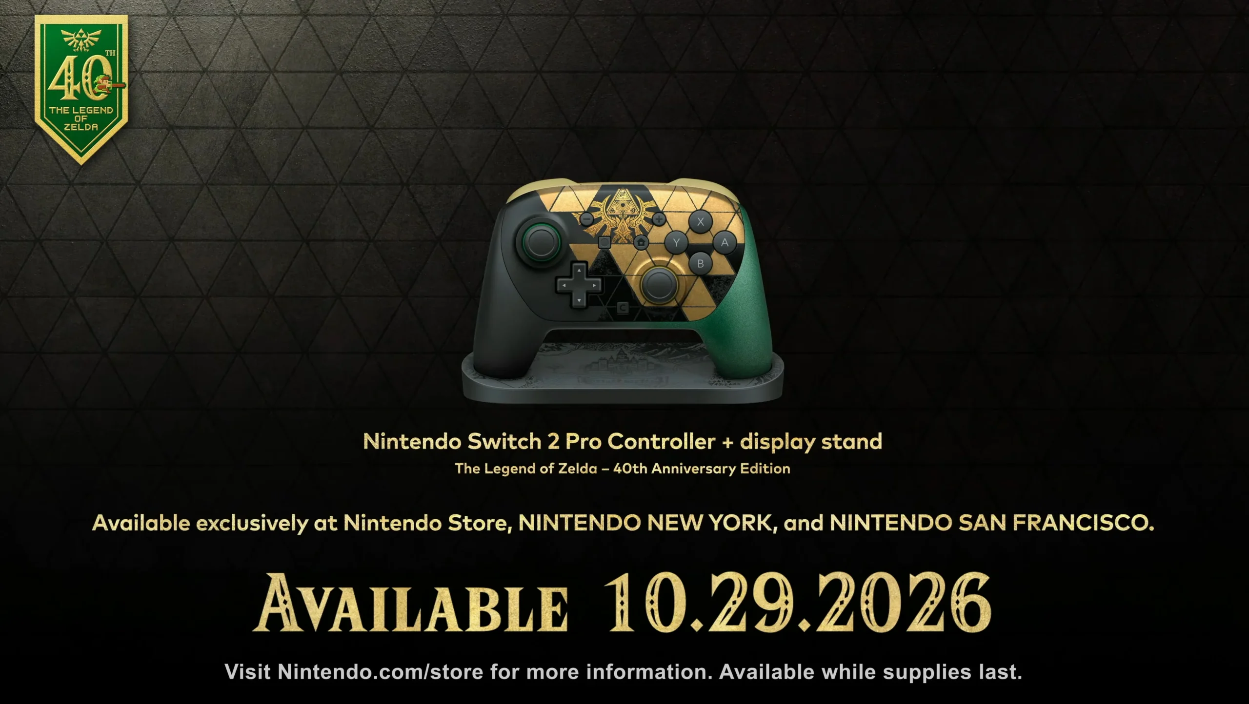 The Legend of Zelda 40th Anniversary Edition Nintendo Switch 2 Pro Controller